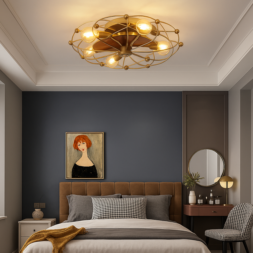AeroGlow™ - Low Profile Ceiling Fan with Light & Remote Industrial Cage Design for Bedrooms & Apartments