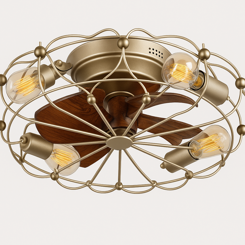 AeroGlow™ - Low Profile Ceiling Fan with Light & Remote Industrial Cage Design for Bedrooms & Apartments