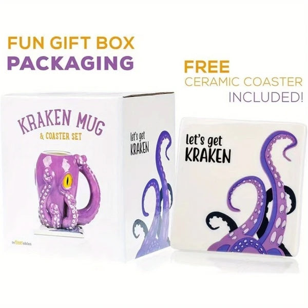 Let’s Get Kraken™ – Funny 3D Octopus Mug & Coaster Gift Set