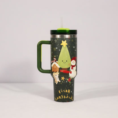 Travel mug with Christmas design on a white background