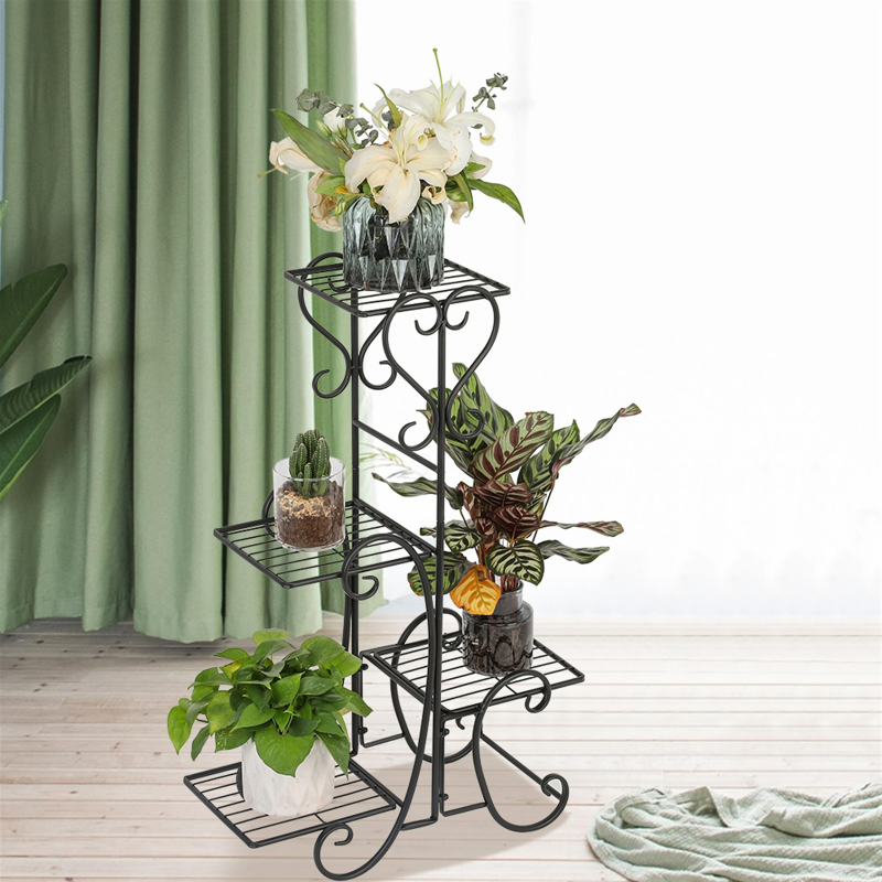 Florista™ – Indoor/Outdoor Iron Plant Holder with Tiered Shelves & Decorative Scrolls