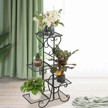 Florista™ – Indoor/Outdoor Iron Plant Holder with Tiered Shelves & Decorative Scrolls