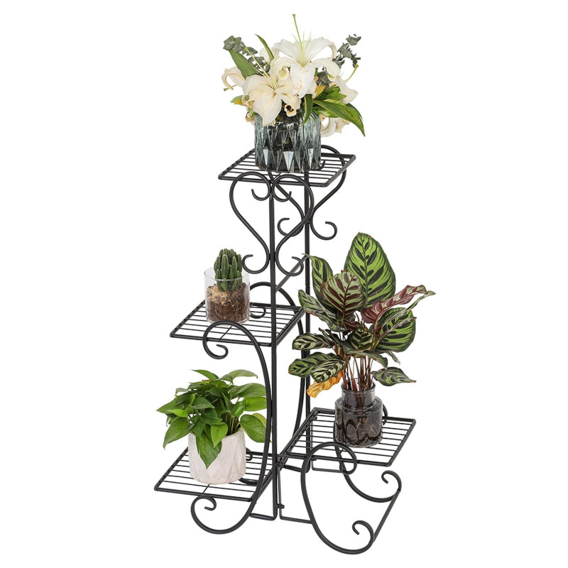 Florista™ – Indoor/Outdoor Iron Plant Holder with Tiered Shelves & Decorative Scrolls