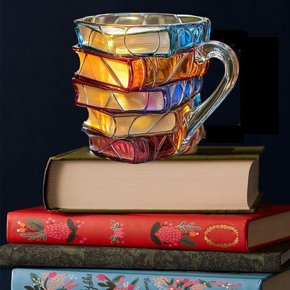 ChapterMug™ – Creative Coffee Cup with Stacked Books & Gnome Detail