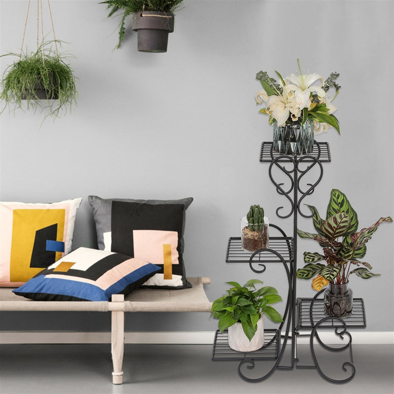 Florista™ – Indoor/Outdoor Iron Plant Holder with Tiered Shelves & Decorative Scrolls
