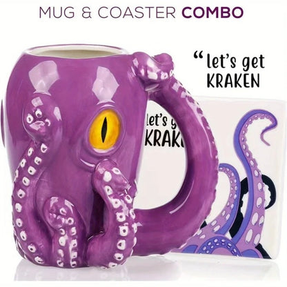 Let’s Get Kraken™ – Funny 3D Octopus Mug & Coaster Gift Set