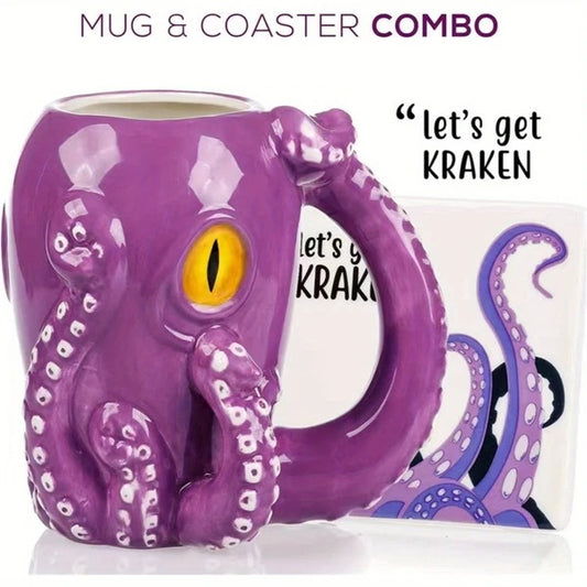 Let’s Get Kraken™ – Funny 3D Octopus Mug & Coaster Gift Set