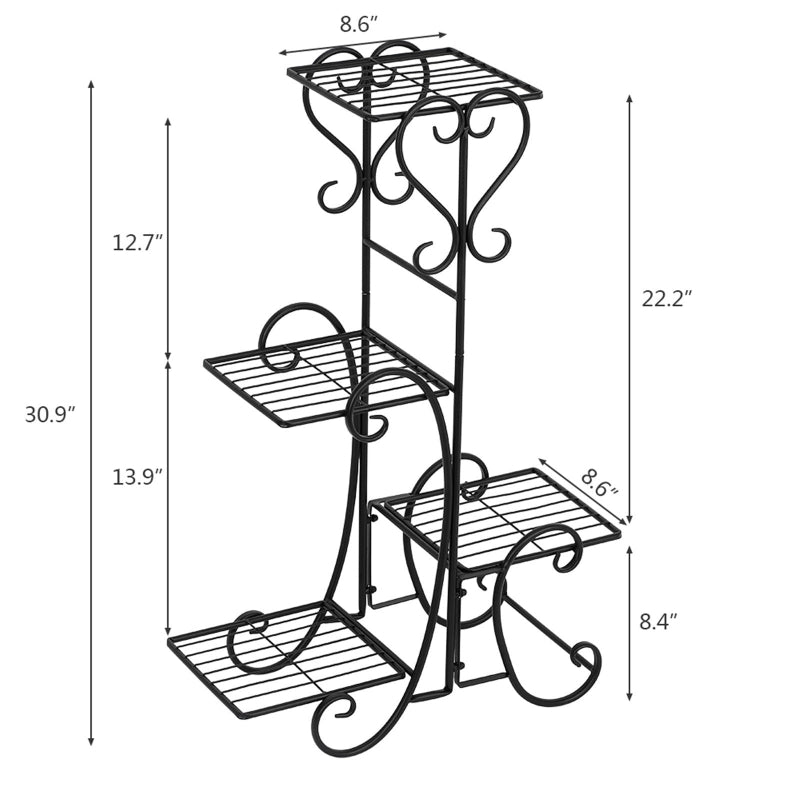 Florista™ – Indoor/Outdoor Iron Plant Holder with Tiered Shelves & Decorative Scrolls