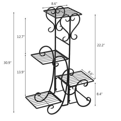 Florista™ – Indoor/Outdoor Iron Plant Holder with Tiered Shelves & Decorative Scrolls